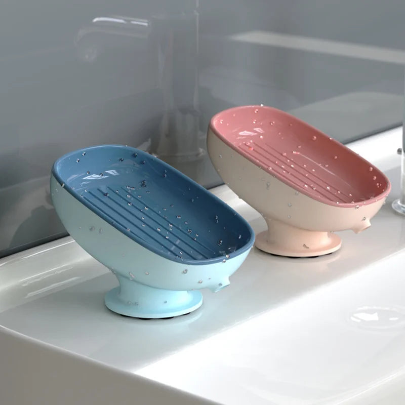 Super Suction Cup Dish Self Draining Kitchen Sponge Container Bathroom Holder Soap Box Drain