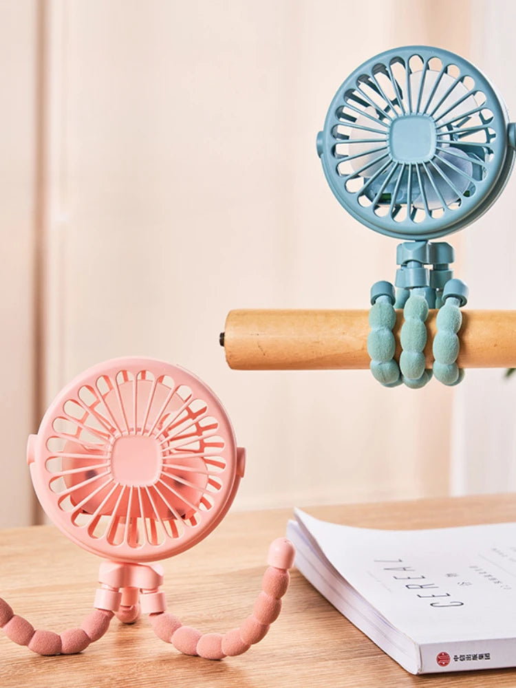 Stroller Fan Clip on For Baby Flexible Tripod Rechargeable Battery Small Personal Fan Portable Fan for Travel Handheld Car Bed