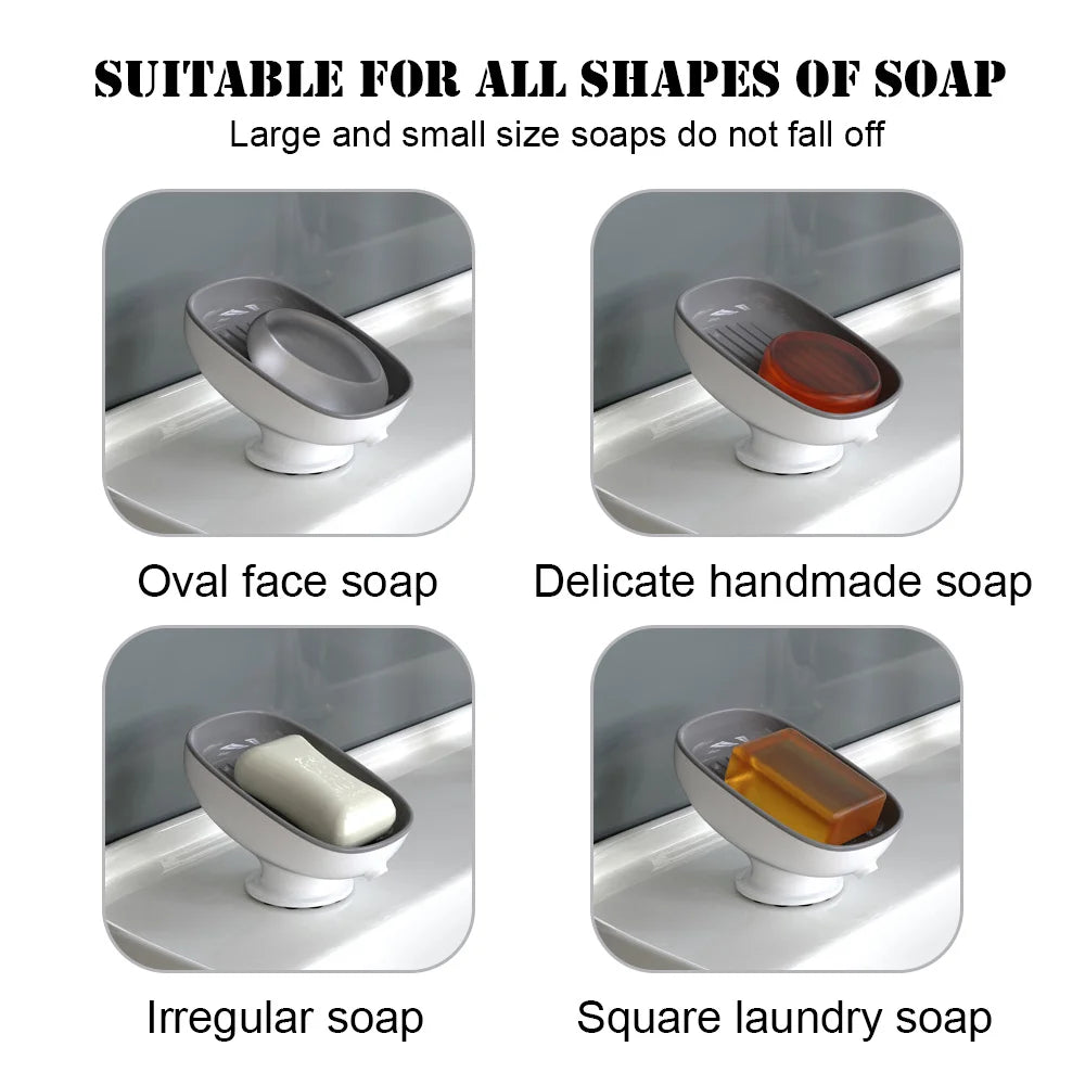 Super Suction Cup Dish Self Draining Kitchen Sponge Container Bathroom Holder Soap Box Drain