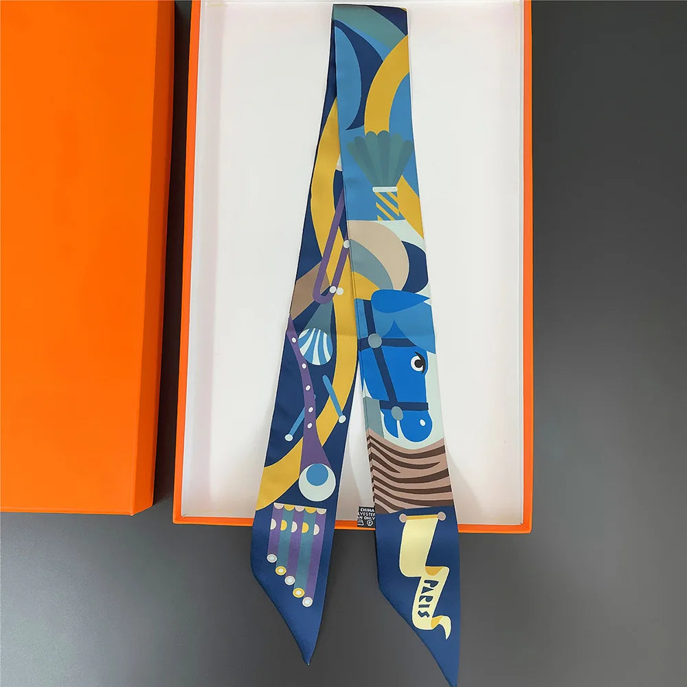 2024 Long Scarf for Women Narrow Ribbon Headband Female Neckerchief Handle Bag Band Bandana Hair Tie Accessories