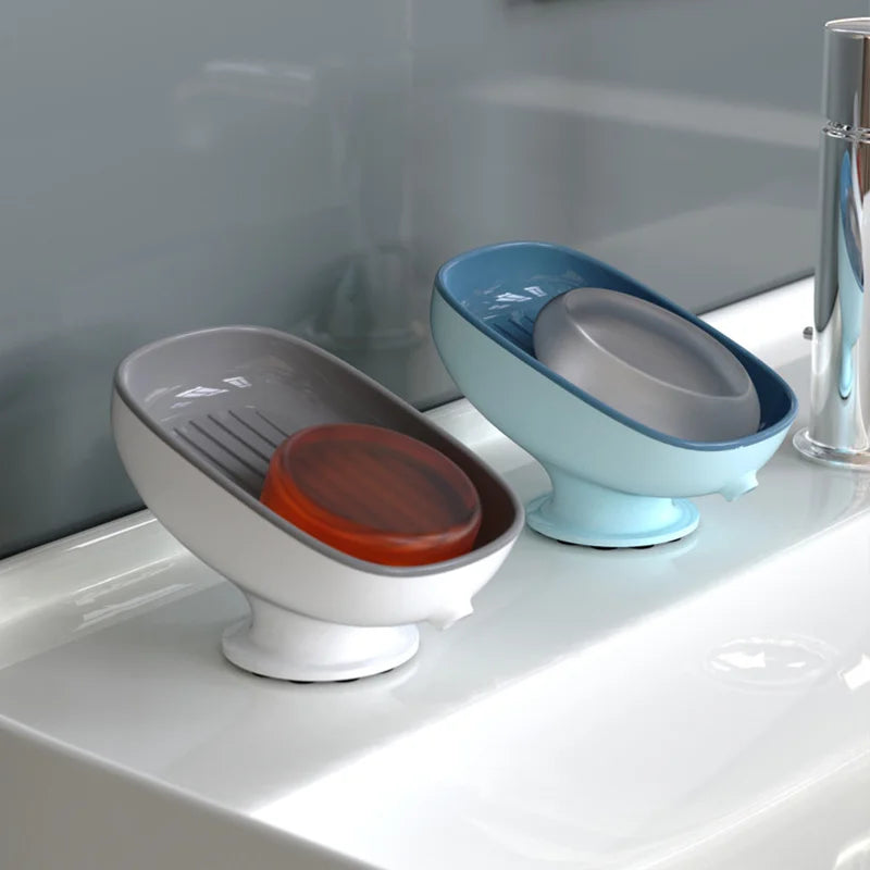 Super Suction Cup Dish Self Draining Kitchen Sponge Container Bathroom Holder Soap Box Drain
