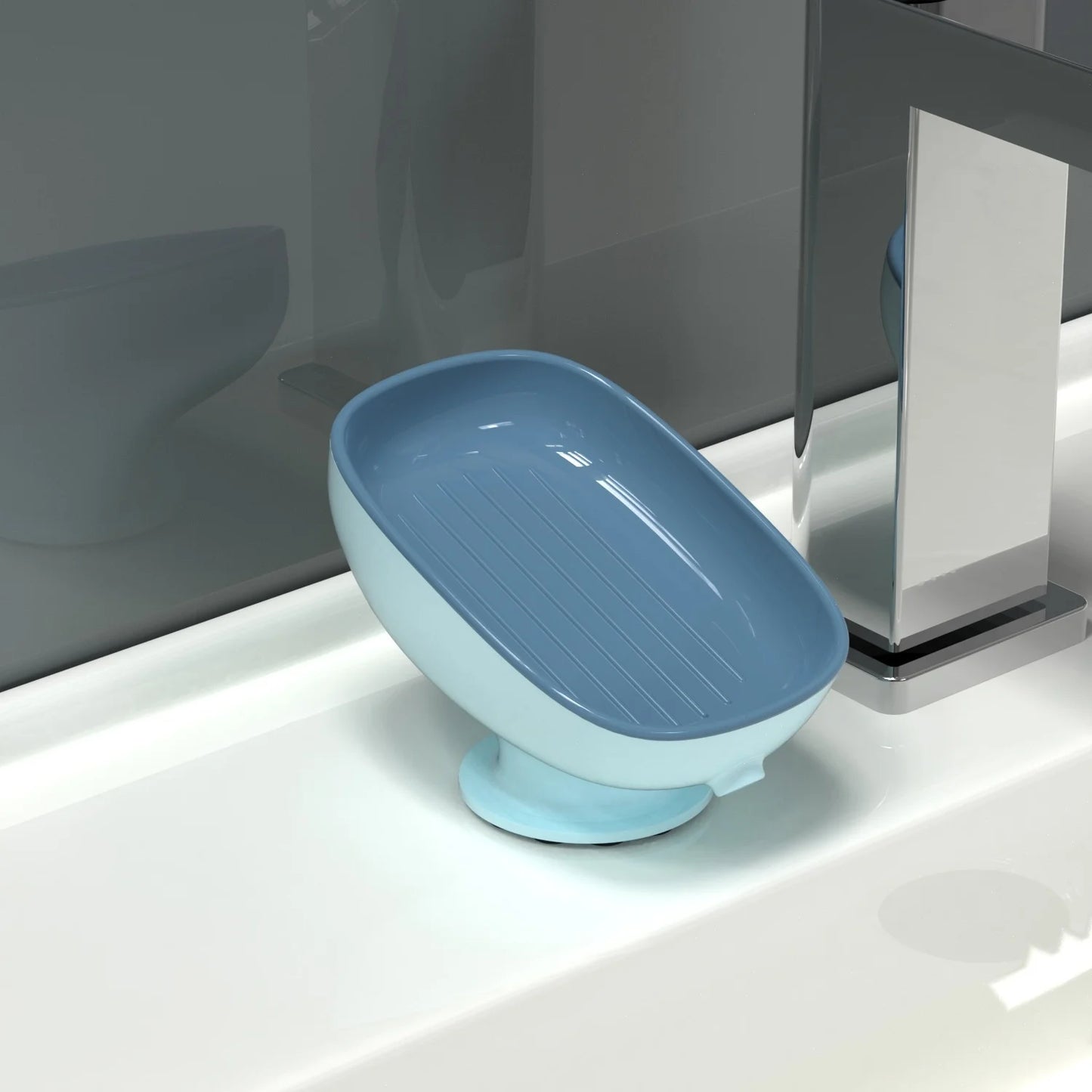 Super Suction Cup Dish Self Draining Kitchen Sponge Container Bathroom Holder Soap Box Drain