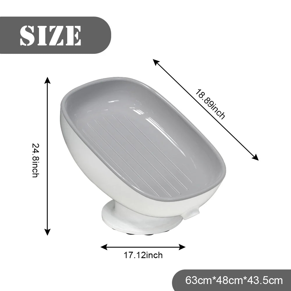Super Suction Cup Dish Self Draining Kitchen Sponge Container Bathroom Holder Soap Box Drain