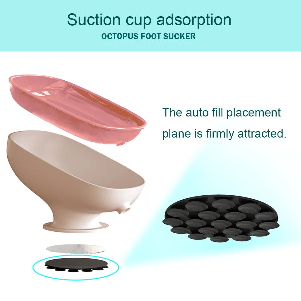 Super Suction Cup Dish Self Draining Kitchen Sponge Container Bathroom Holder Soap Box Drain