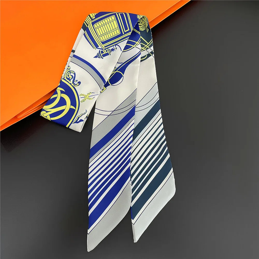 2024 Long Scarf for Women Narrow Ribbon Headband Female Neckerchief Handle Bag Band Bandana Hair Tie Accessories
