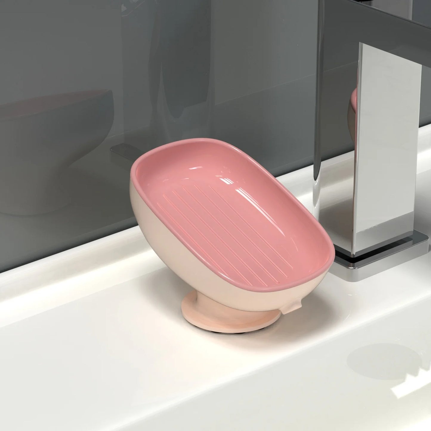 Super Suction Cup Dish Self Draining Kitchen Sponge Container Bathroom Holder Soap Box Drain