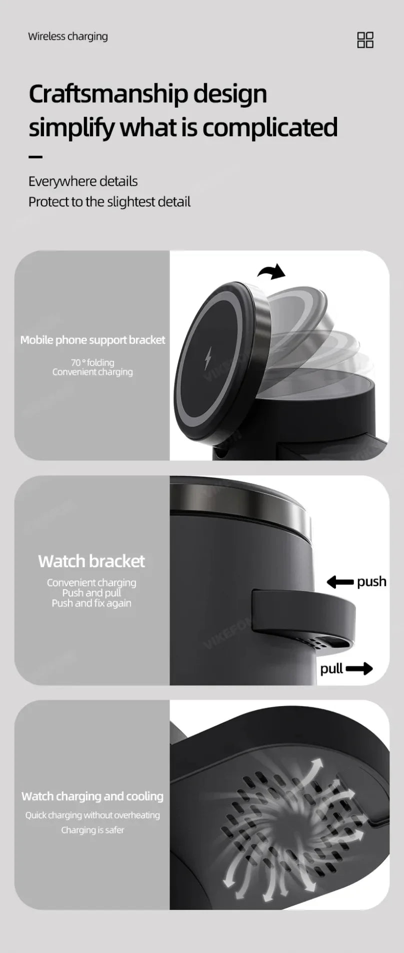 Fast Charging Dock Stand QI2 Wireless Charger Night Light 4 in 1 For Magsafe iPhone 16 15 14 Pro Max Airpods Pro 2-8 Apple Watch