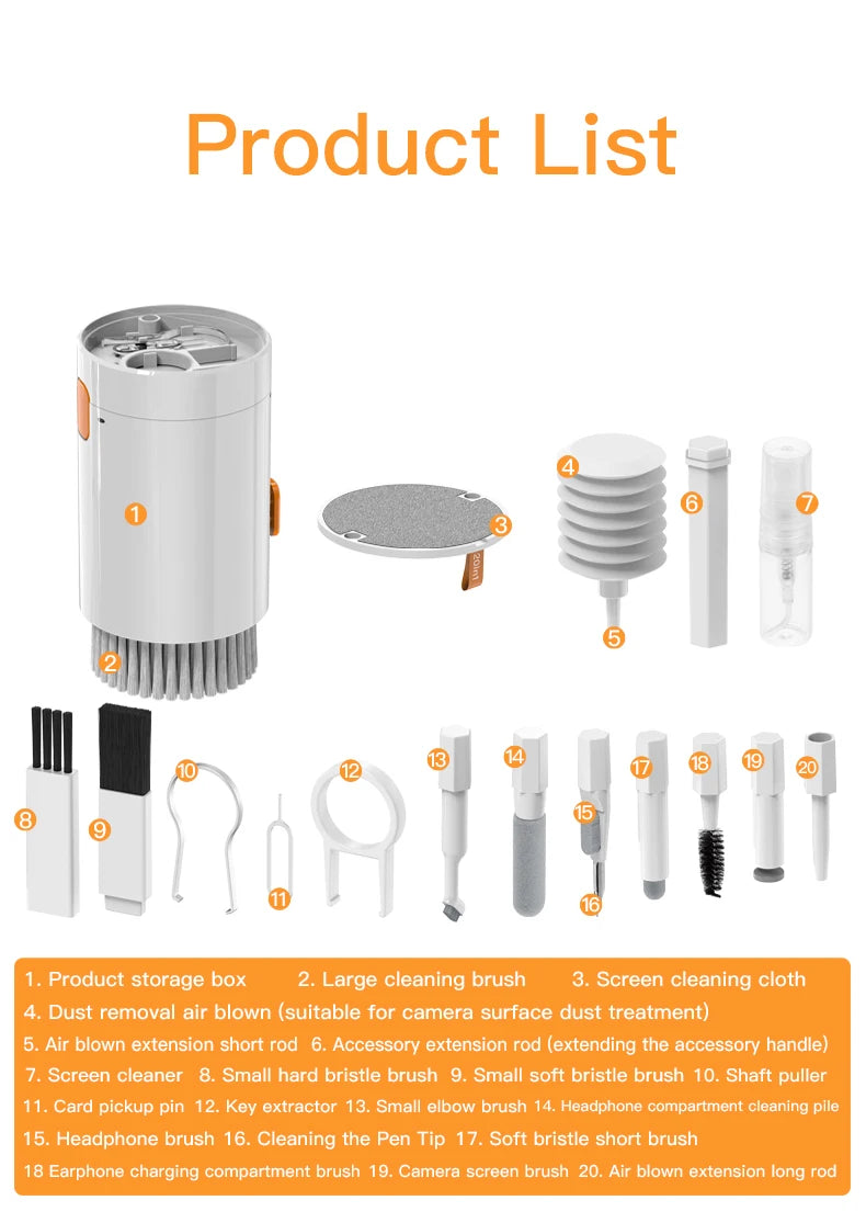 20 in 1 Multi-Tool Cleaning Kit For Laptop Tablet Phone Computer Portable Keyboard Cleaner Kit Earphone Cleaner Brush For Airpod