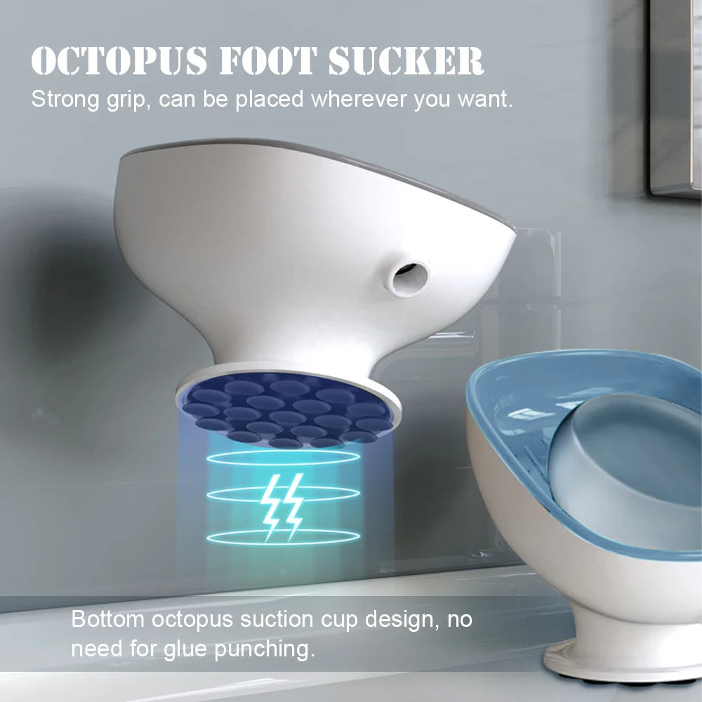 Super Suction Cup Dish Self Draining Kitchen Sponge Container Bathroom Holder Soap Box Drain