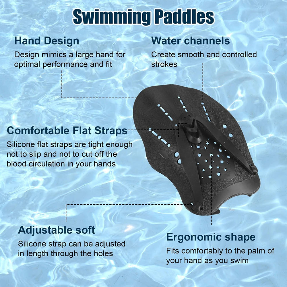 Swimming Training Hands Flippers Swim paddles, Swimming Training Freestyle Swimming Frog Paddles With Adjustable Silicone Straps