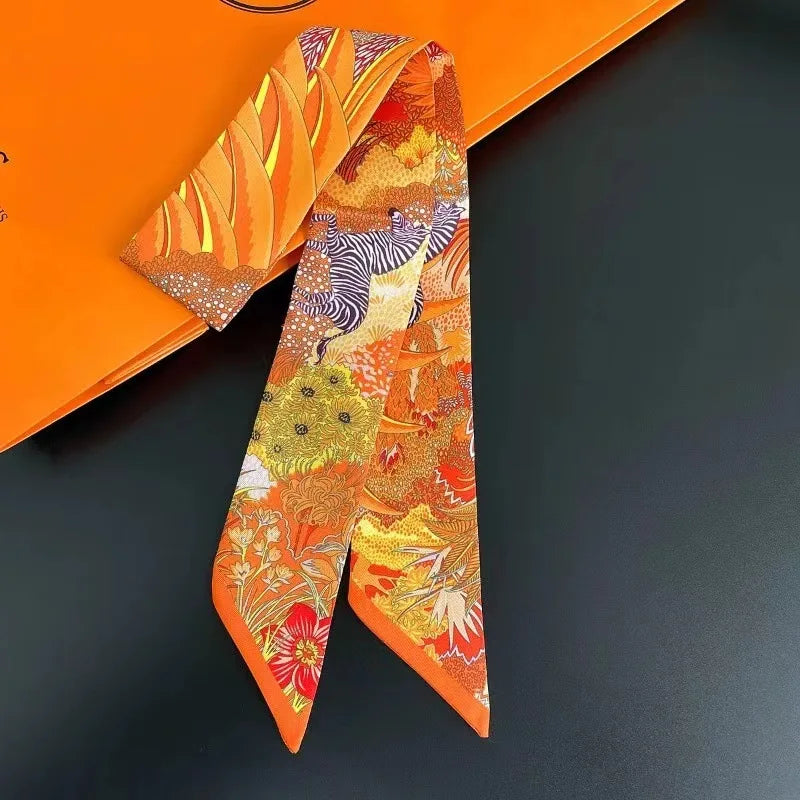 2024 Long Scarf for Women Narrow Ribbon Headband Female Neckerchief Handle Bag Band Bandana Hair Tie Accessories