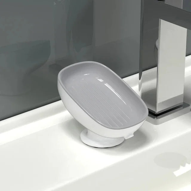Super Suction Cup Dish Self Draining Kitchen Sponge Container Bathroom Holder Soap Box Drain