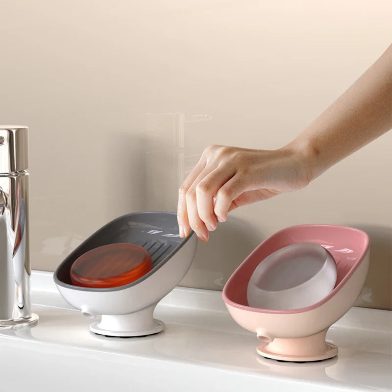 Super Suction Cup Dish Self Draining Kitchen Sponge Container Bathroom Holder Soap Box Drain