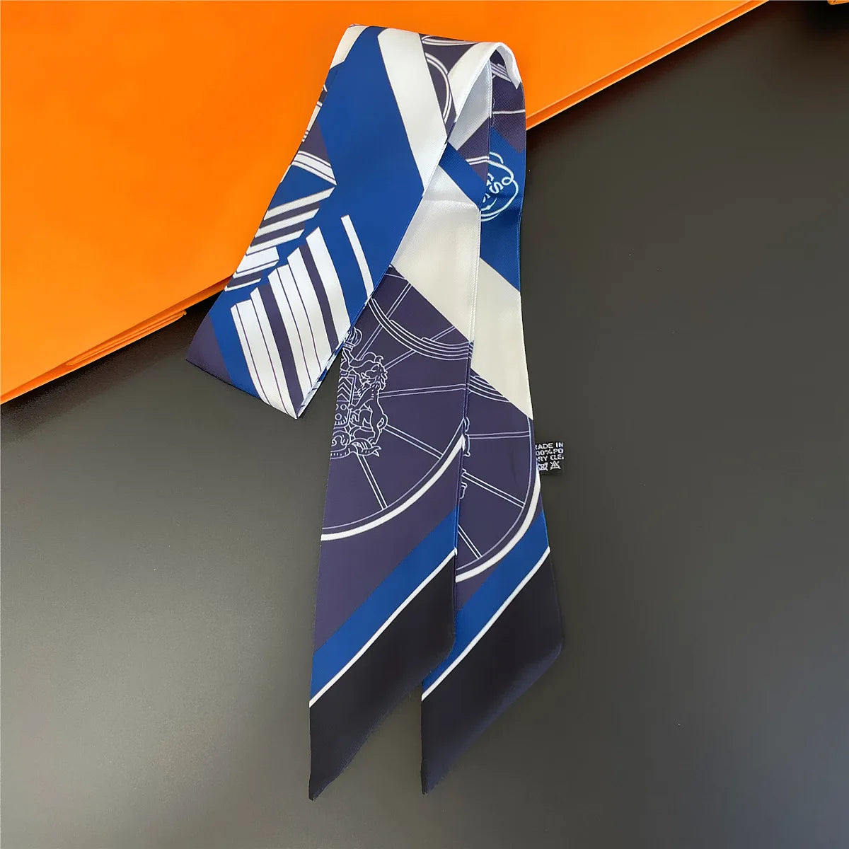 2024 Long Scarf for Women Narrow Ribbon Headband Female Neckerchief Handle Bag Band Bandana Hair Tie Accessories