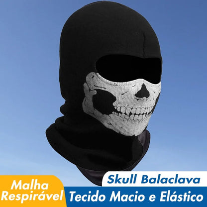 Musion Full Face Mask Black Ghosts Print Balaclava With Skull Printed For Cosplay Party Motorcycle Bike Cycling Hiking Outdoor