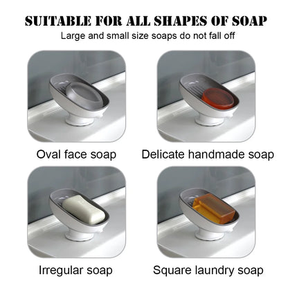 Super Suction Cup Dish Self Draining Kitchen Sponge Container Bathroom Holder Soap Box Drain