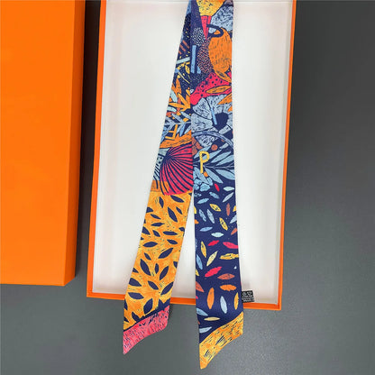 2024 Long Scarf for Women Narrow Ribbon Headband Female Neckerchief Handle Bag Band Bandana Hair Tie Accessories