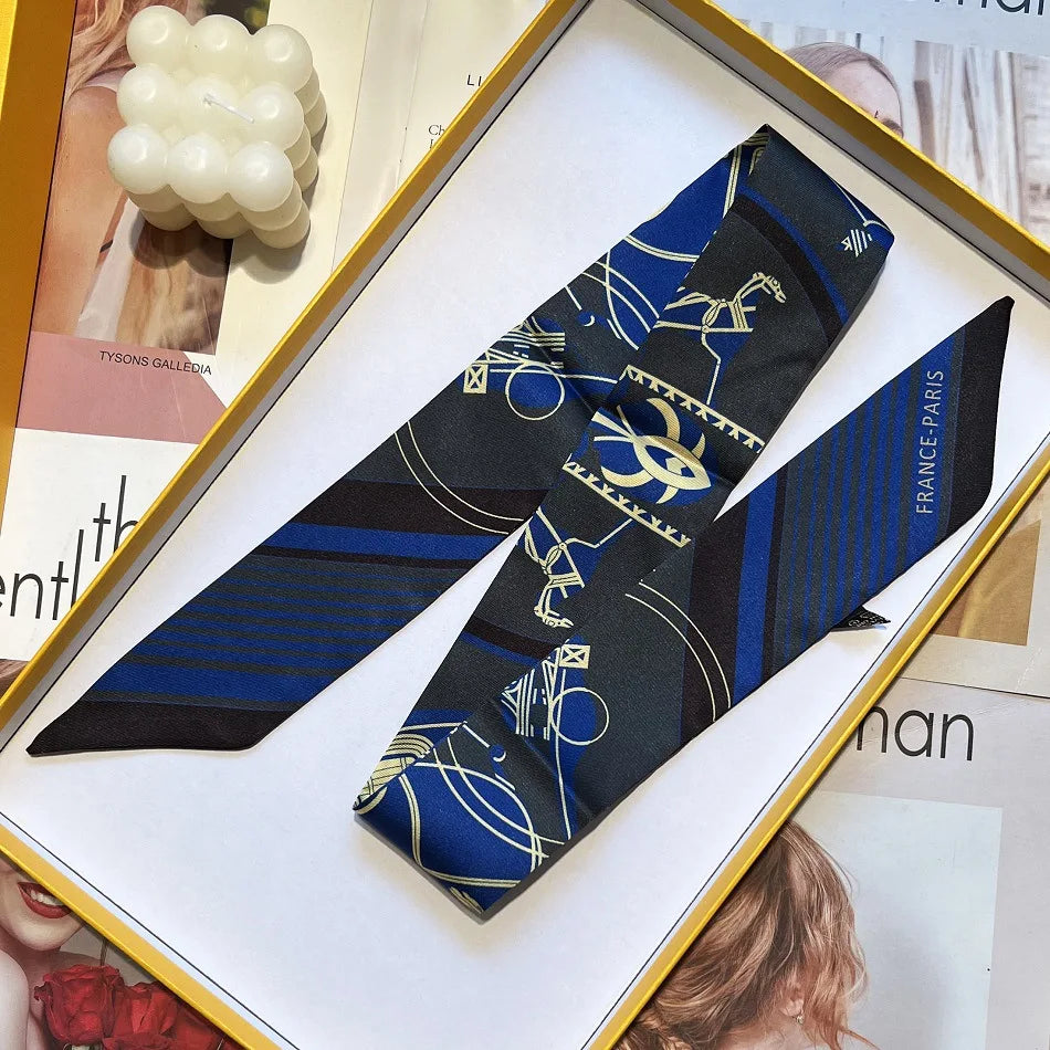 2024 Long Scarf for Women Narrow Ribbon Headband Female Neckerchief Handle Bag Band Bandana Hair Tie Accessories