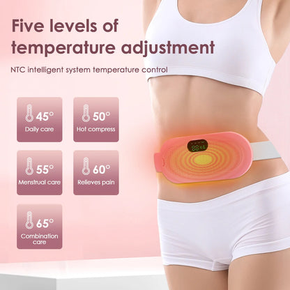 USB Uterine Warm Belt Pain Relief Menstrual Abdomen Stomach Back Waist Infrared Heating Hot Compress Vibration Massager Brace