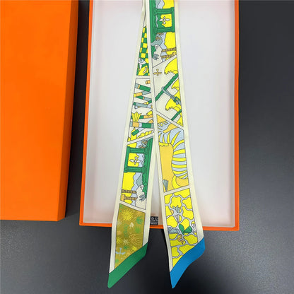 2024 Long Scarf for Women Narrow Ribbon Headband Female Neckerchief Handle Bag Band Bandana Hair Tie Accessories