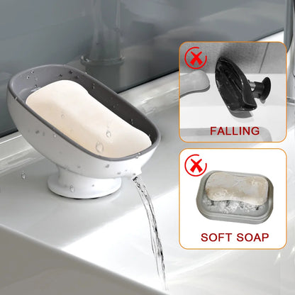 Super Suction Cup Dish Self Draining Kitchen Sponge Container Bathroom Holder Soap Box Drain