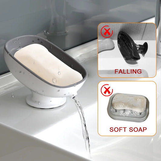 Super Suction Cup Dish Self Draining Kitchen Sponge Container Bathroom Holder Soap Box Drain