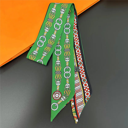 2024 Long Scarf for Women Narrow Ribbon Headband Female Neckerchief Handle Bag Band Bandana Hair Tie Accessories