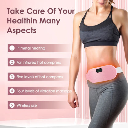 USB Uterine Warm Belt Pain Relief Menstrual Abdomen Stomach Back Waist Infrared Heating Hot Compress Vibration Massager Brace