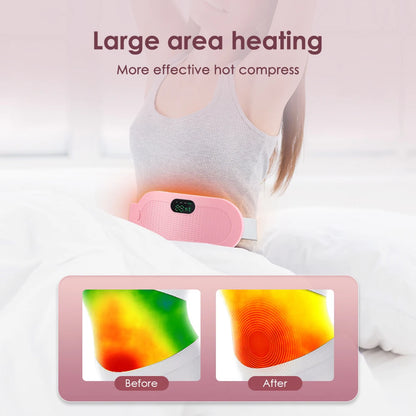 USB Uterine Warm Belt Pain Relief Menstrual Abdomen Stomach Back Waist Infrared Heating Hot Compress Vibration Massager Brace
